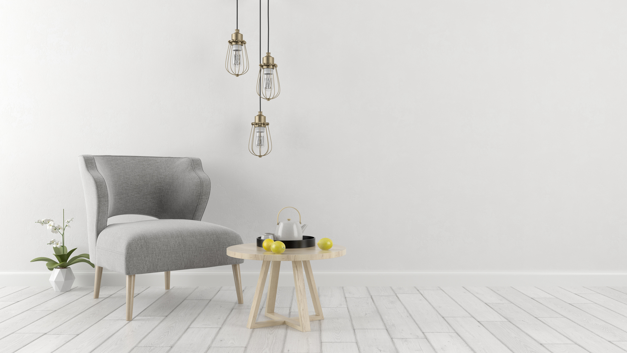 white interior design 3D rendering